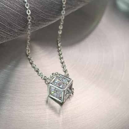 Rubik’s Cube Zircon Necklace Japanese And Korean New Popular Internet Celebrity Same Style Versatile Clavicle Chain