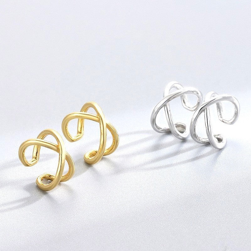 S925 Geometric Cross Ear Clip Korean Style - S925 Geometric Cross Ear Clip for Trendy Ears Only