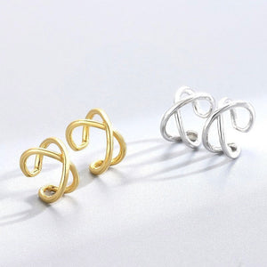 S925 Geometric Cross Ear Clip Korean Style - S925 Geometric Cross Ear Clip for Trendy Ears Only