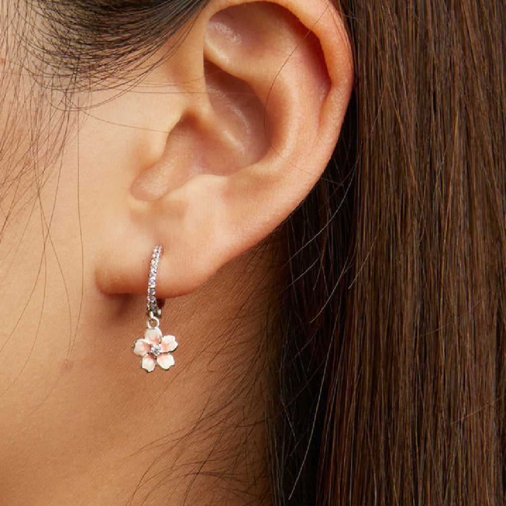 Cherry Blossom Silver Earrings for Women Natural Flower Jewelry in the United States - Ear Clips Ears that Want