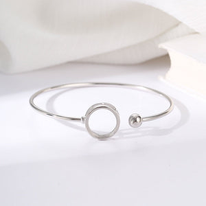 S925 Silver Bracelet Eardrop Frame Women’s Simple Temperament Open-ended Bracelet - S925 Silver Bracelet with Gold