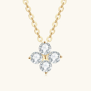 S925 Silver Clover Moissanite Necklace with Gold and Chain - in Elegant Design s925 silver clover moissanite necklace