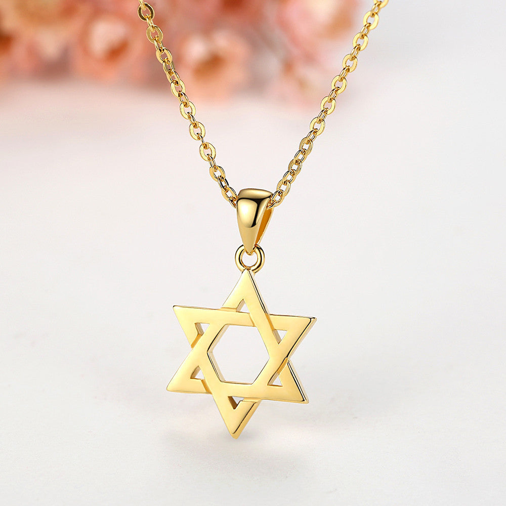 S925 Silver Hexagram Necklace Pendant - Get Your Gold Plated Hexagram Necklace Bling Here