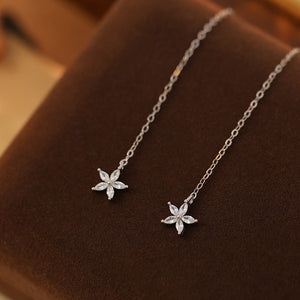 Women Silver Flower Earrings in Gold and White Colors for US South Korea - Dangle Style with Our Cold united states chf