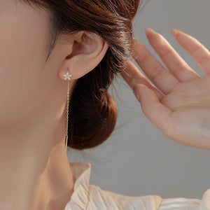 Women Silver Flower Earrings in Gold and White Colors for US South Korea - Dangle Style with Our Cold united states chf