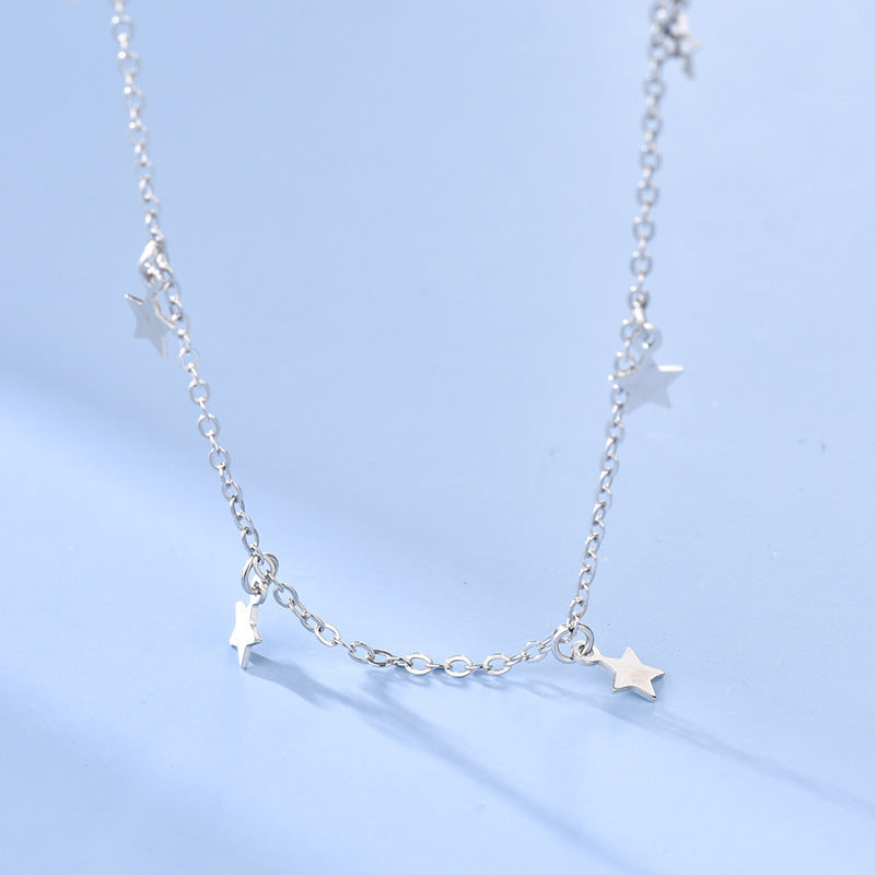 S925 Silver Star Tassel Necklace For Women Simple - Sparkle Like a Star with Han Style Tassel Necklace