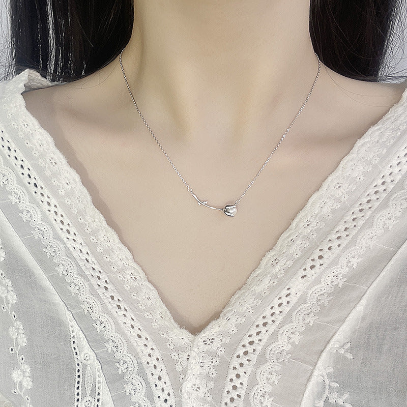 S925 Sterling Silver Carnation Necklace For Women - Sparkle Like a Flower with S925 Silver Necklace