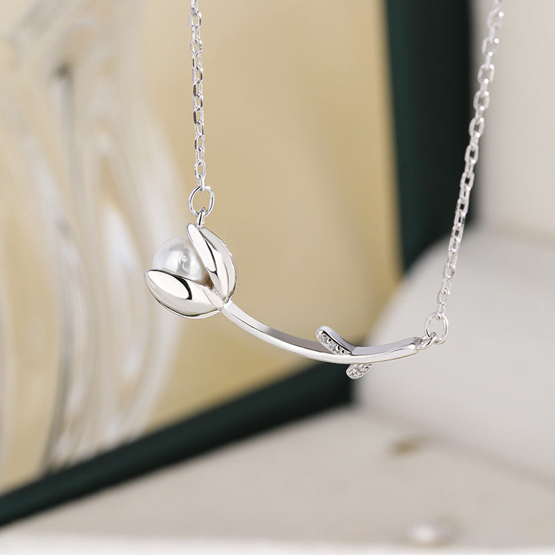 S925 Sterling Silver Carnation Necklace For Women - Sparkle Like a Flower with S925 Silver Necklace