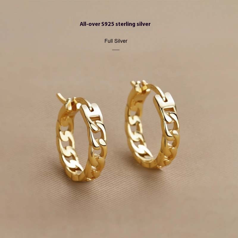 S925 Sterling Silver Chain Ear Ring Women’s Hollow Design Earrings - Hollow Design Earrings So Fancy Even Your Cat