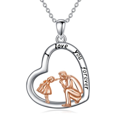 S925 Sterling Silver Daughter Gift from Dad Daughter Heart Pendant Necklace I Love You Forever Jewelry - Dad’s