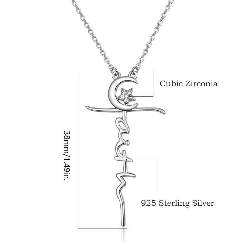 S925 Sterling Silver Faith Cross Moon and Star Necklace Pendant Jewelry - Faith Cross Moon Star Necklace for Stellar