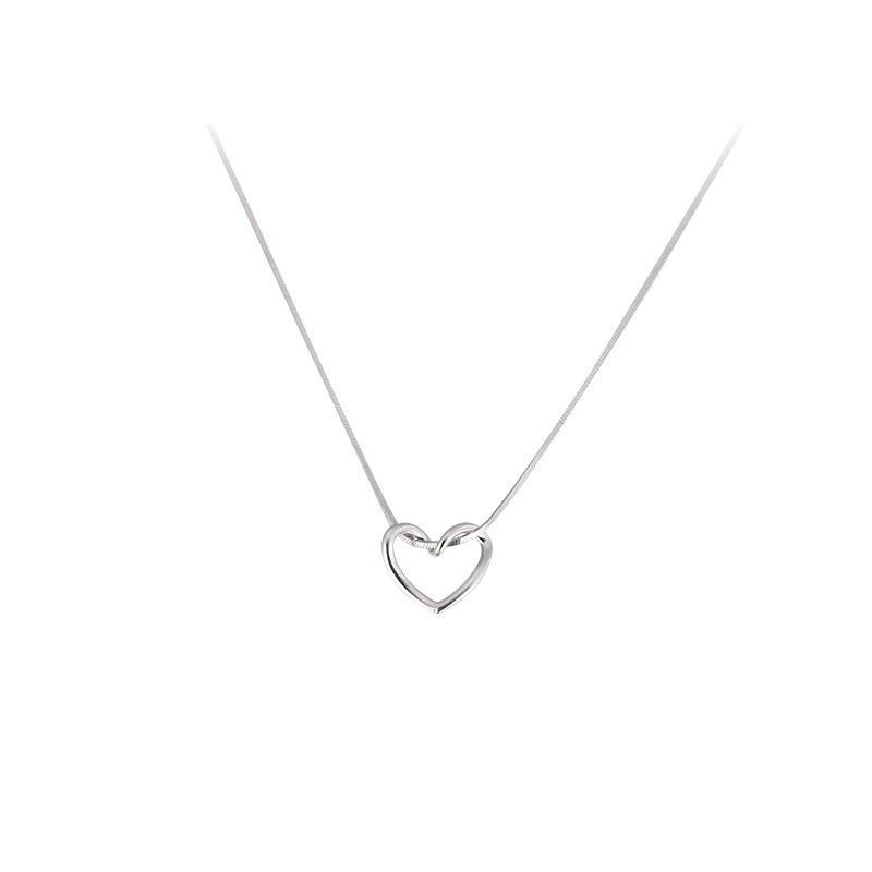 S925 Sterling Silver Minimalist Hollow Heart Necklace For Women - Shiny Heart Necklace for Women Who Love Love