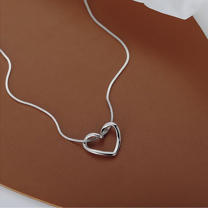 S925 Sterling Silver Minimalist Hollow Heart Necklace For Women - Shiny Heart Necklace for Women Who Love Love