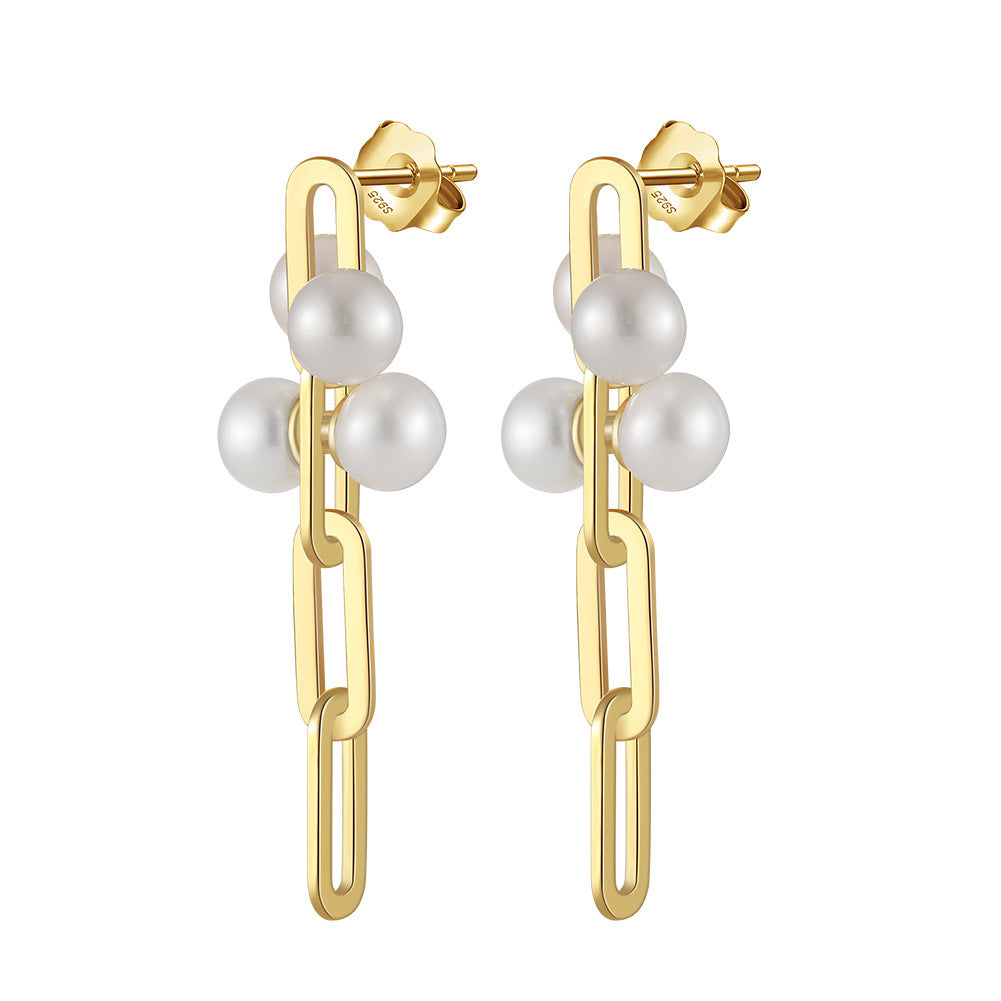 Women’s Silver Pearl Engagement Earrings with Electroplating in the United States - So Fancy Even Pearls Are Jealous