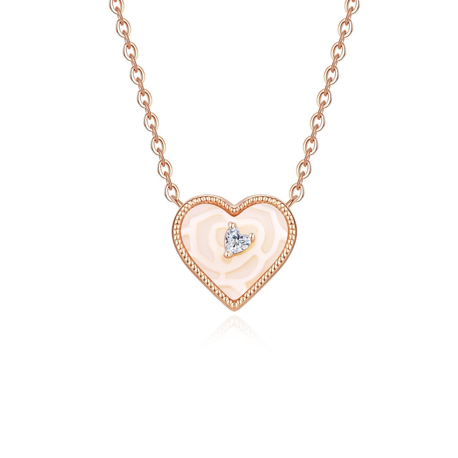 S925 Sterling Silver NecklaceLight Luxury And Simplicity Heart-shaped Fritillary - S925 Sterling Silver Heart Necklace