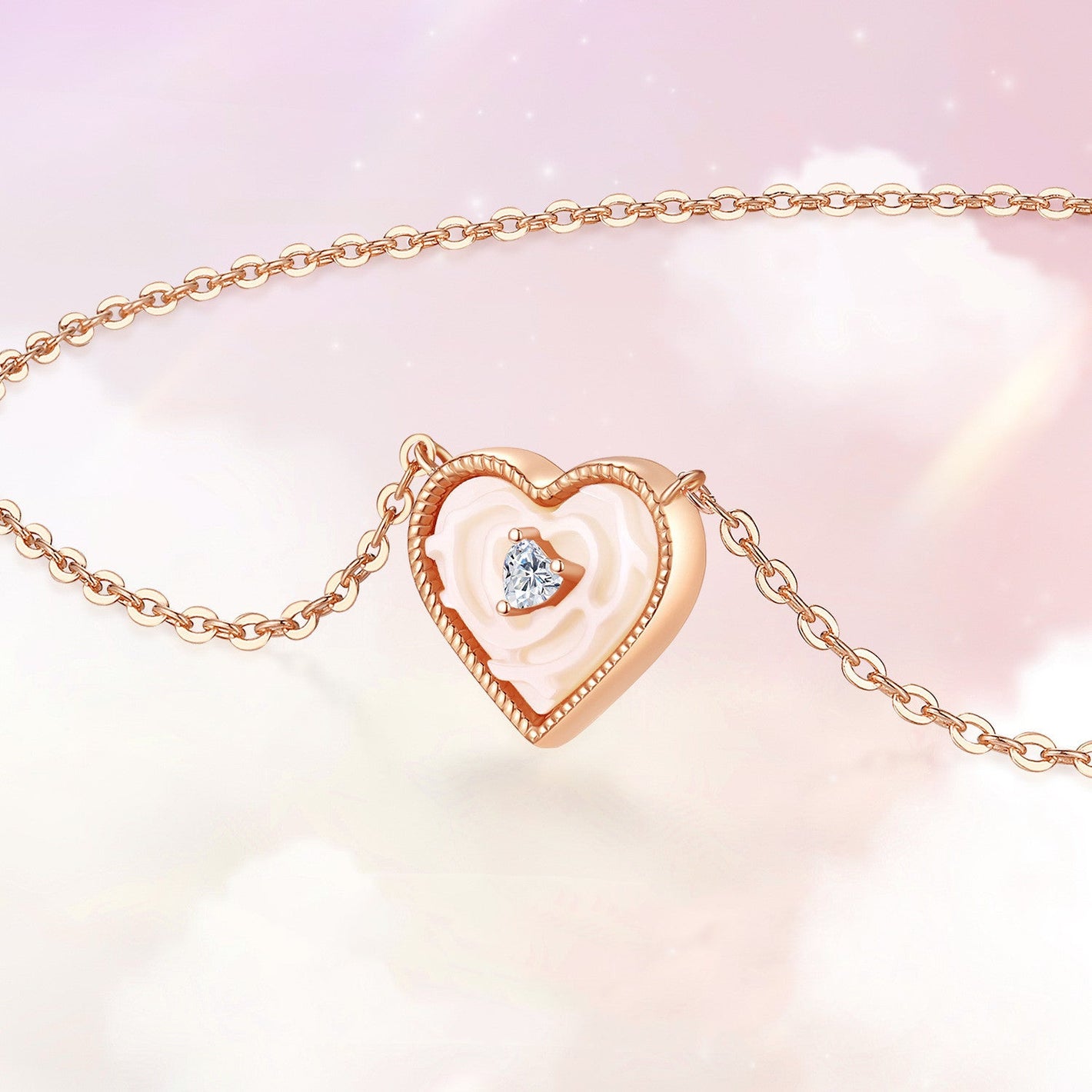 Champagne Gold S925 Sterling Silver Heart Pendant Necklace for Women in United States - Light Luxury s925 sterling