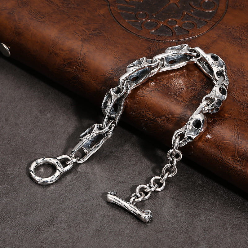 S925 Sterling Silver Punk Skull Bracelet - S925 Sterling Silver Punk Skull Bracelet for Everyone