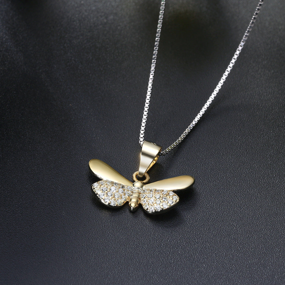 S925 Sterling Silver Temperamental Butterfly Zircon Necklace - Tempt Your Neck with a Butterfly in Silver Style