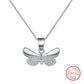 S925 Sterling Silver Temperamental Butterfly Zircon Necklace - Tempt Your Neck with a Butterfly in Silver Style