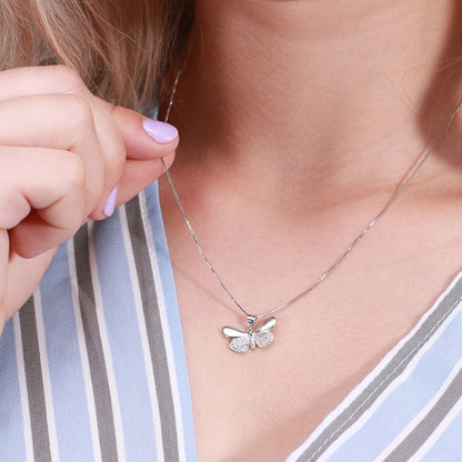 S925 Sterling Silver Temperamental Butterfly Zircon Necklace - Tempt Your Neck with a Butterfly in Silver Style