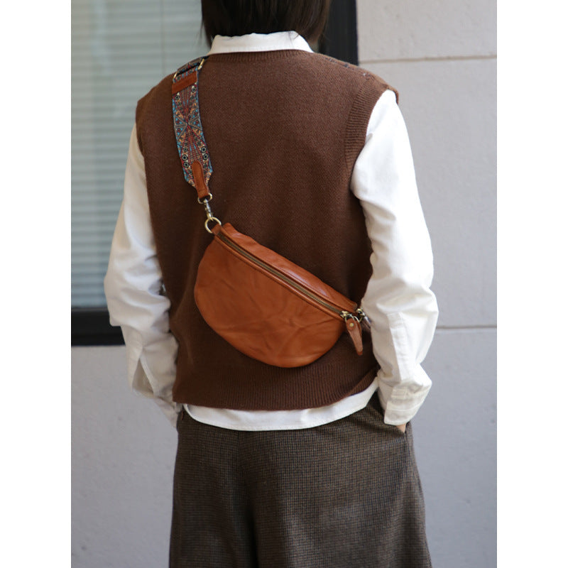 Saddle Bag Wide Layer Cowhide Retro with Shoulder Strap - Teleplus saddle bag wide layer cowhide retro shoulder strap