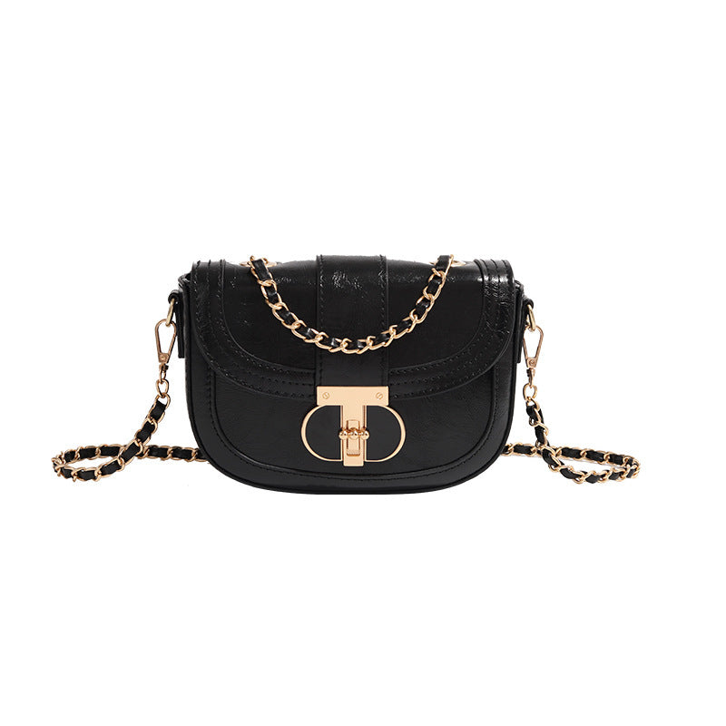 Saddle Crossbody Bag with Chain for Daily Use in Polyester Fiber - Teleplus saddle crossbody bag chain