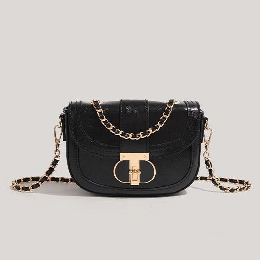 Saddle Crossbody Bag with Chain for Daily Use in Polyester Fiber - Teleplus saddle crossbody bag chain