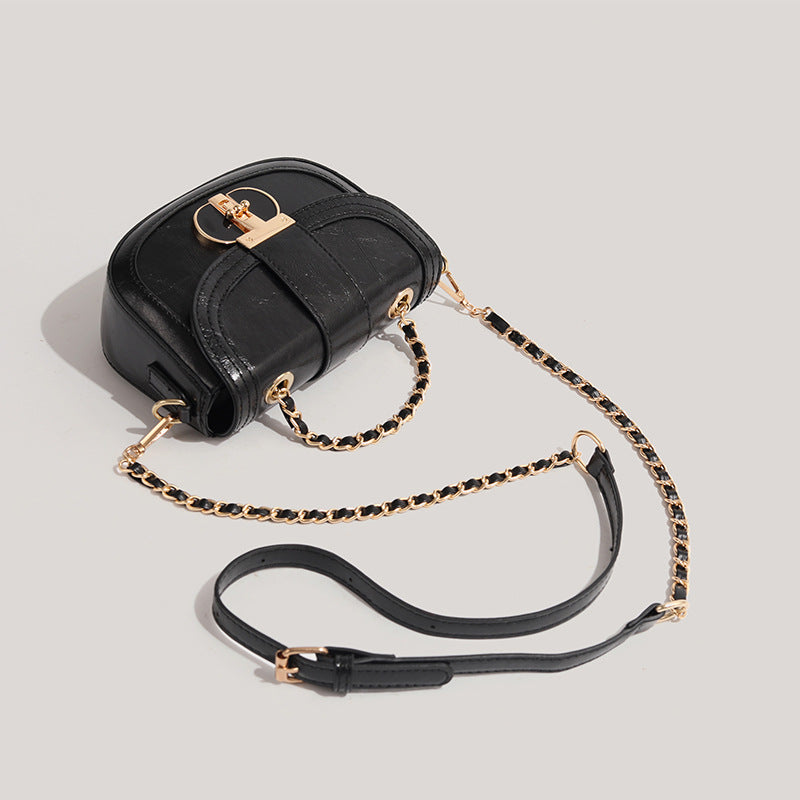 Saddle Crossbody Bag with Chain for Daily Use in Polyester Fiber - Teleplus saddle crossbody bag chain