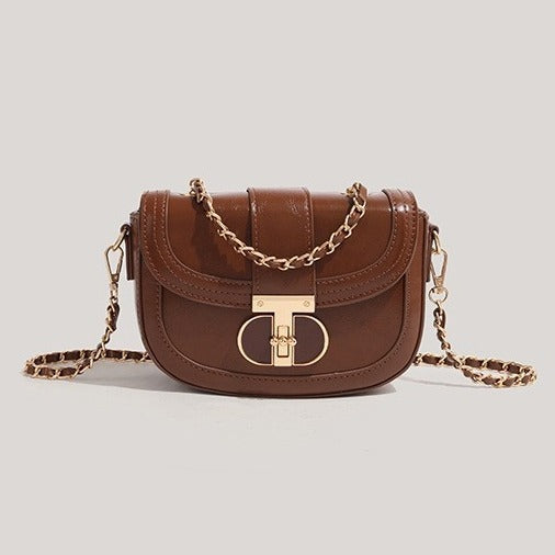 Saddle Crossbody Bag with Chain for Daily Use in Polyester Fiber - Teleplus saddle crossbody bag chain