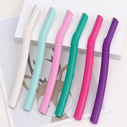 Safety Multi-color Straight Handle Eye-brow Knife - Straight Handle Knife for Brows with Colorful Charm in United States