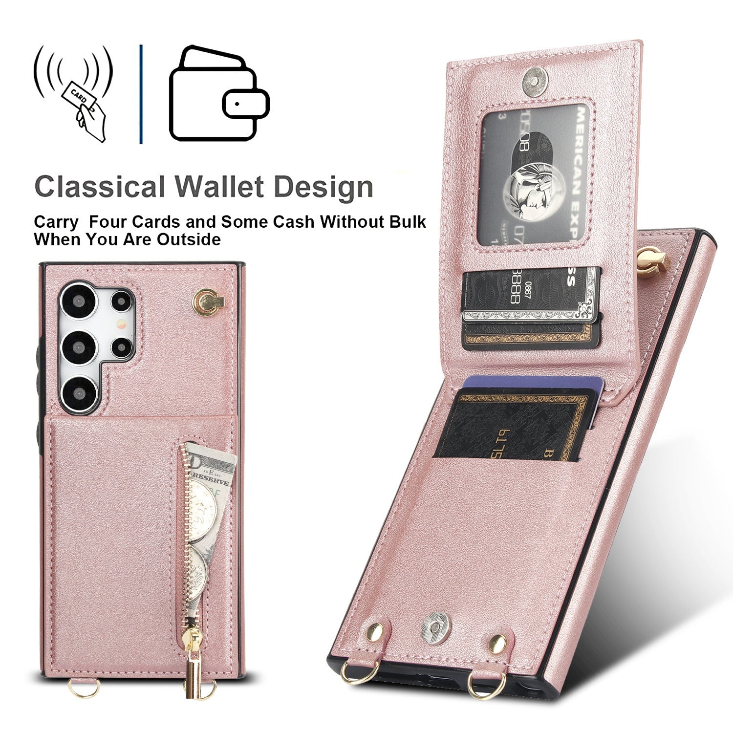 Samsung Card Holder Phone Case with Stand PU TPU Handmade Japanese Korean Style Teleplus