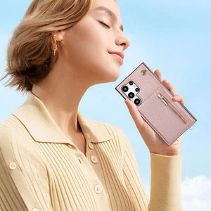 Samsung Card Holder Phone Case with Stand PU TPU Handmade Japanese Korean Style Teleplus