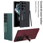 Samsung Galaxy Shockproof Carbon Fiber Leather Case with Stand and Full Cover