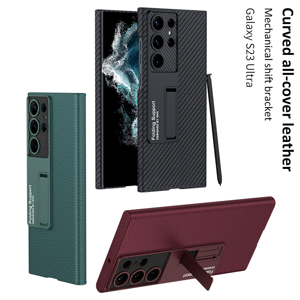 Samsung Galaxy Shockproof Carbon Fiber Leather Case with Stand and Full Cover