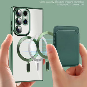 Samsung Magnetic Card Holder with Electroplating and Anti-Fall Leather Design - electroplating magnetic card holder