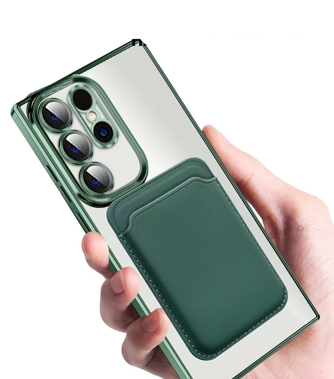 Samsung Magnetic Card Holder with Electroplating and Anti-Fall Leather Design - electroplating magnetic card holder