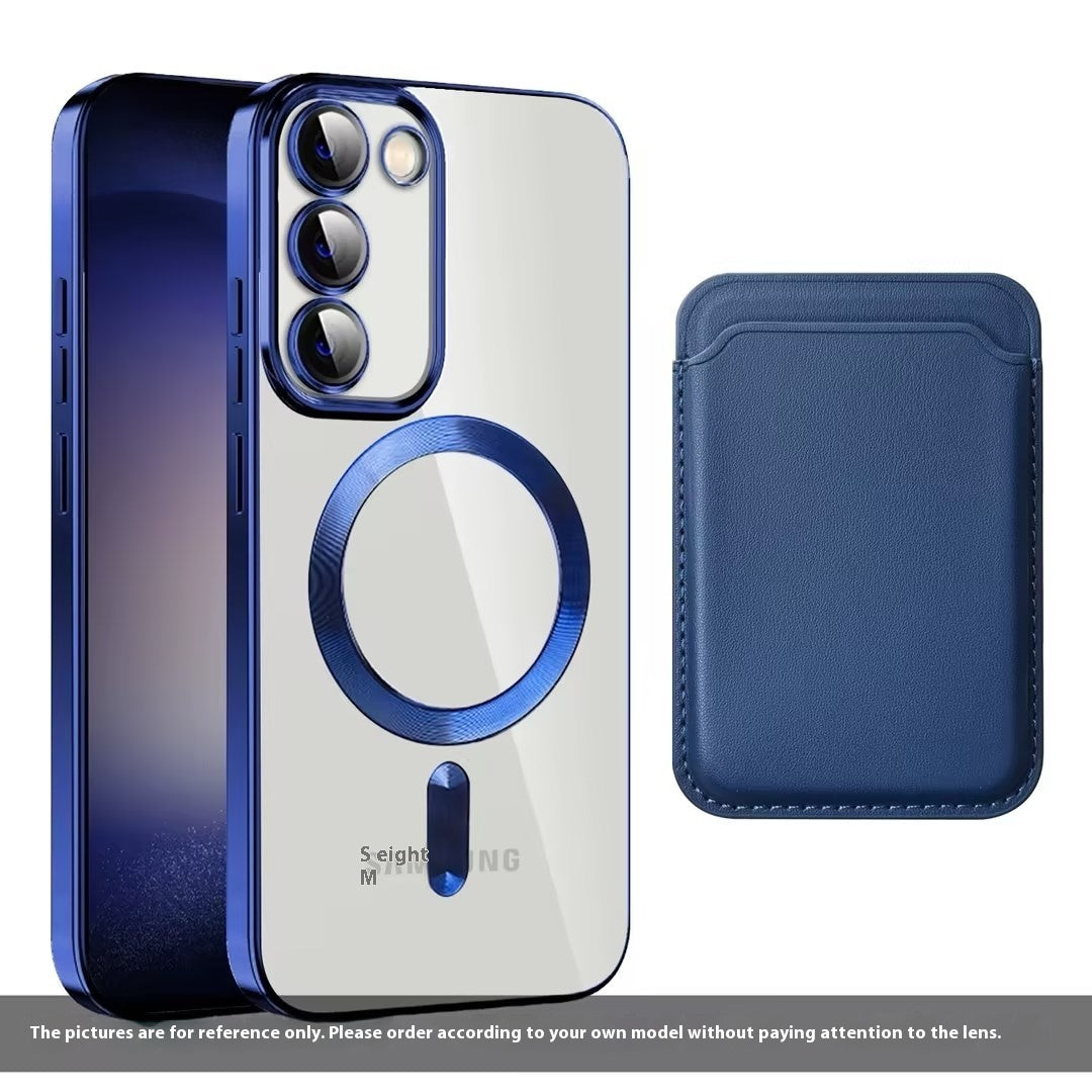 Samsung Magnetic Card Holder with Electroplating and Anti-Fall Leather Design - electroplating magnetic card holder