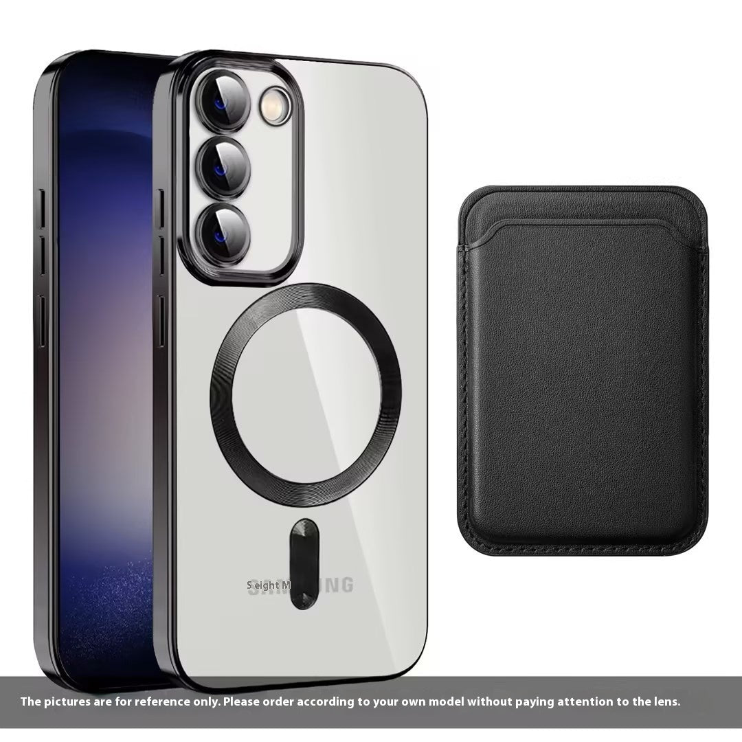 Samsung Magnetic Card Holder with Electroplating and Anti-Fall Leather Design - electroplating magnetic card holder