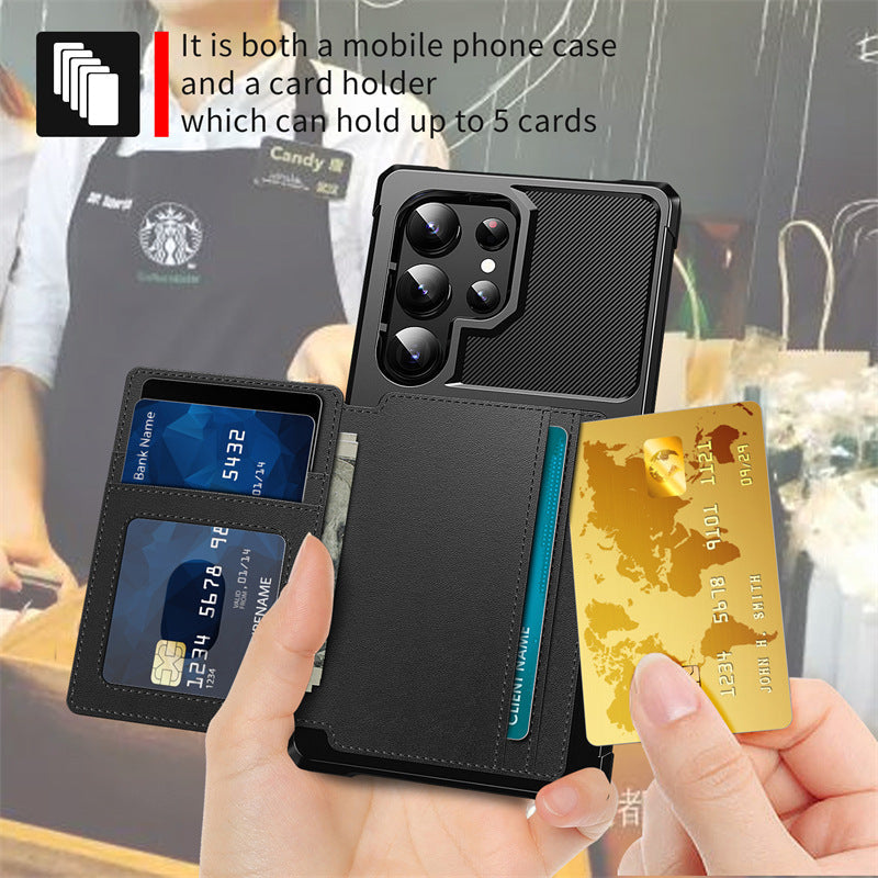Samsung Phone Case Anti-fall Flip TPE Card Holder Adhesive Cover - Teleplus phone case