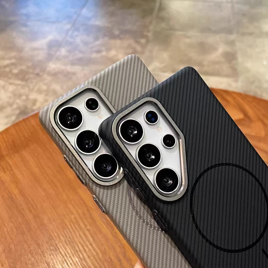 Samsung S24 Ultra Magnetic Suction Phone Case with Carbon Fiber Grain - Teleplus magnetic suction s24ultra carbon fiber