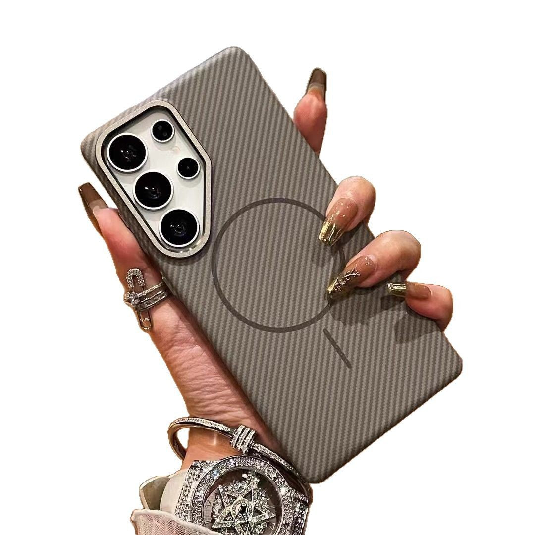 Samsung S24 Ultra Magnetic Suction Phone Case with Carbon Fiber Grain - Teleplus magnetic suction s24ultra carbon fiber
