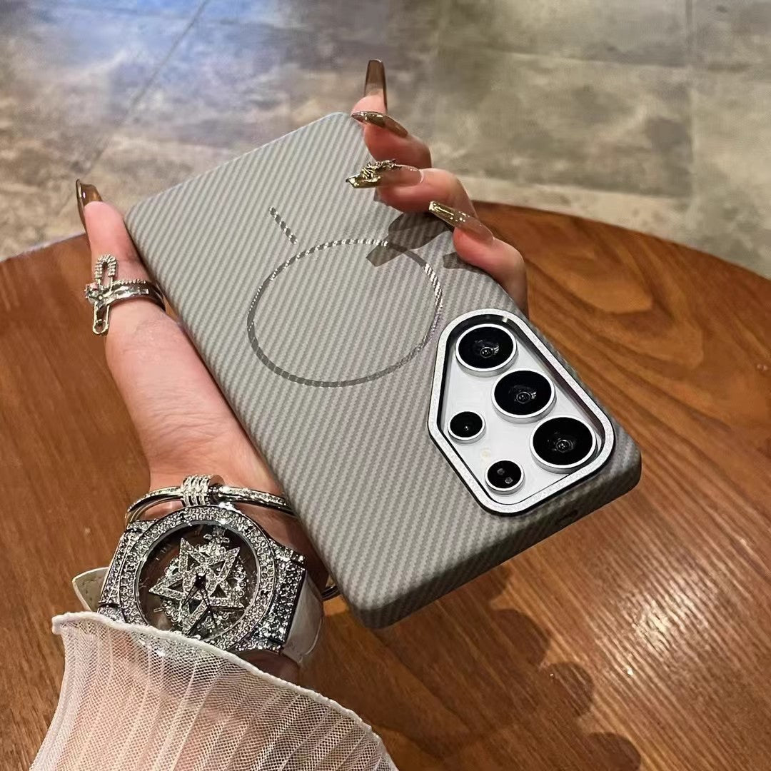 Samsung S24 Ultra Magnetic Suction Phone Case with Carbon Fiber Grain - Teleplus magnetic suction s24ultra carbon fiber