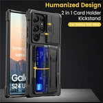 Samsung S24 Ultra Phone Case with Card Holder Sliding and Window Bracket - Teleplus S24Ultra s24ultra phone case card