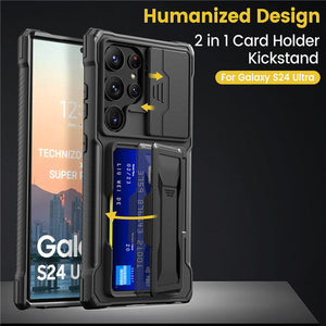 Samsung S24 Ultra Phone Case with Card Holder Sliding and Window Bracket - Teleplus S24Ultra s24ultra phone case card