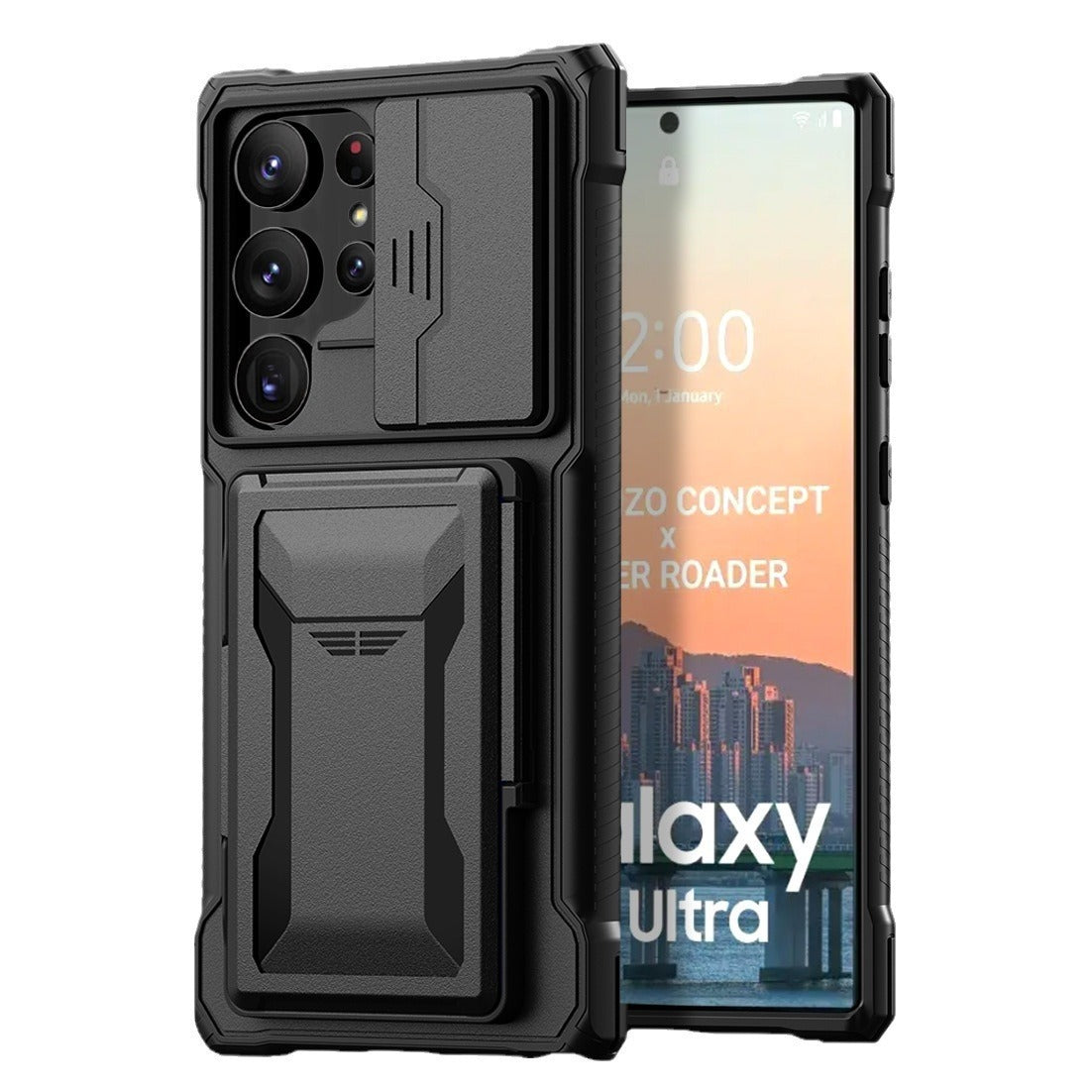 Samsung S24 Ultra Phone Case with Card Holder Sliding and Window Bracket - Teleplus S24Ultra s24ultra phone case card