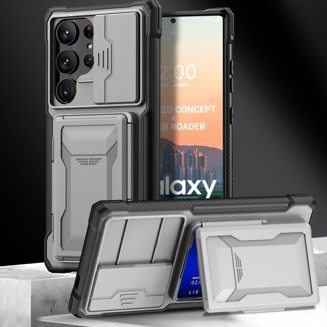 Samsung S24 Ultra Phone Case with Card Holder Sliding and Window Bracket - Teleplus S24Ultra s24ultra phone case card