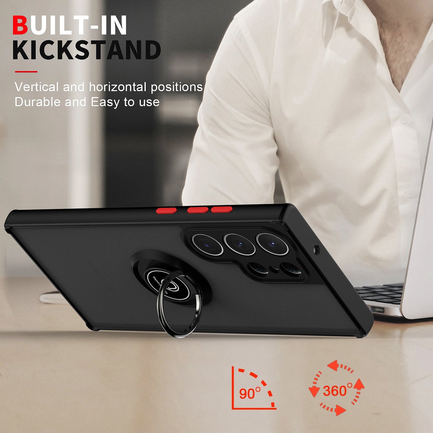 Samsung S24Ultra Phone Case Frosted with Button Ring in Multiple Colors - for Clumsy Hands Everywhere s24ultra phone