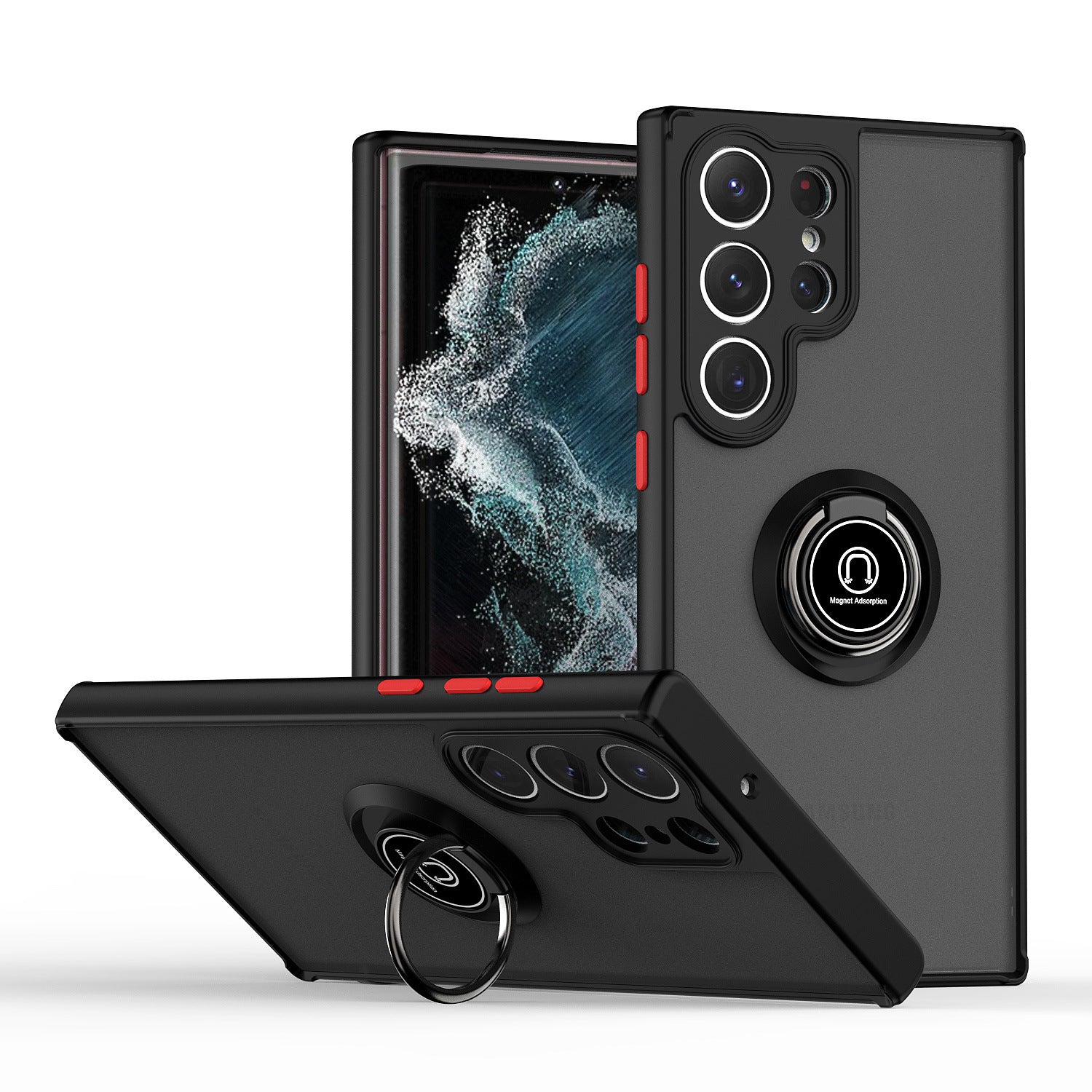 Samsung S24Ultra Phone Case Frosted with Button Ring in Multiple Colors - for Clumsy Hands Everywhere s24ultra phone