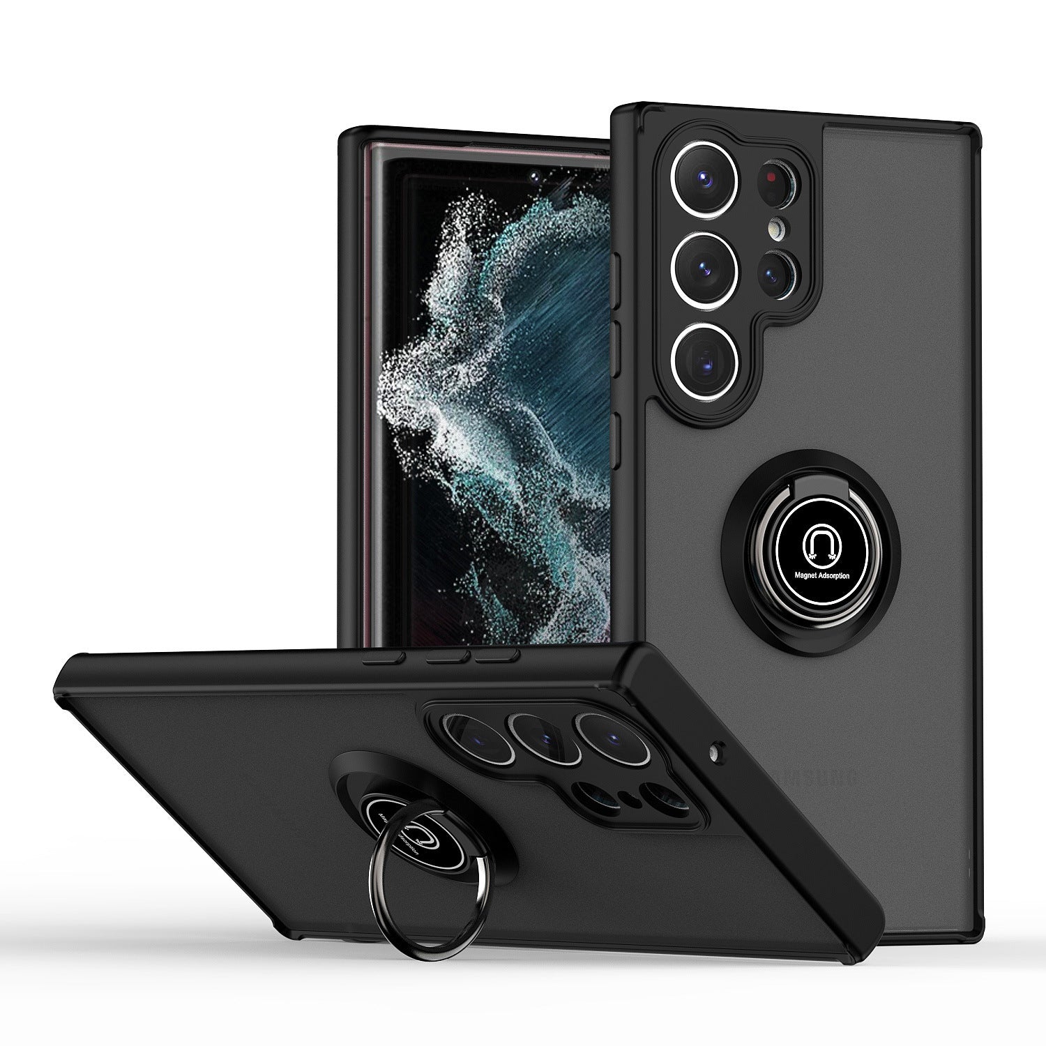 Samsung S24Ultra Phone Case Frosted with Button Ring in Multiple Colors - for Clumsy Hands Everywhere s24ultra phone