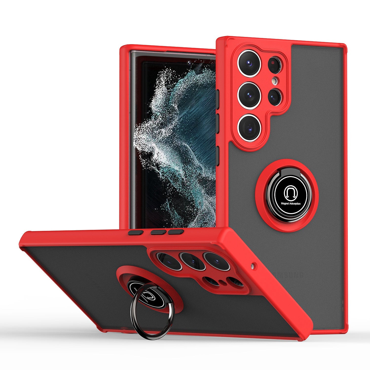 Samsung S24Ultra Phone Case Frosted with Button Ring in Multiple Colors - for Clumsy Hands Everywhere s24ultra phone